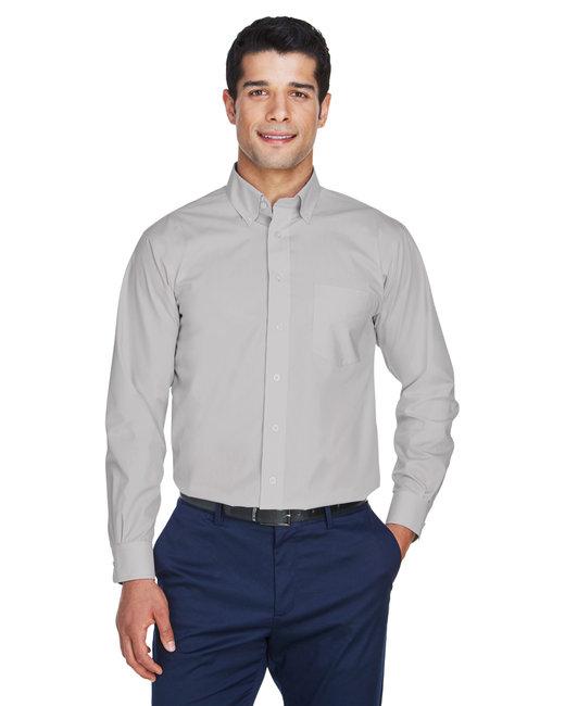 d620-devon-jones-mens-crown-collection-solid-broadcloth-woven-shirt - silver