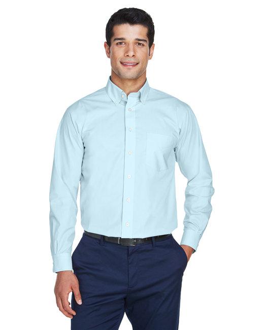 d620-devon-jones-mens-crown-collection-solid-broadcloth-woven-shirt - crystal-blue