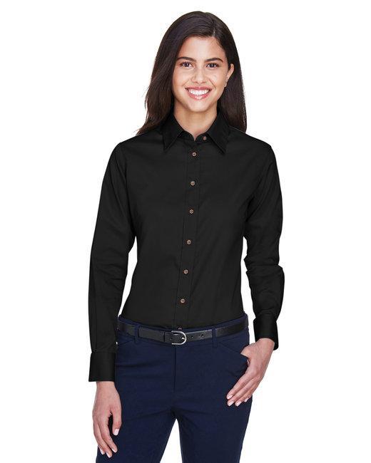 m500w-harriton-ladies-easy-blend-long-sleeve-twill-shirt-with-stain-release - 